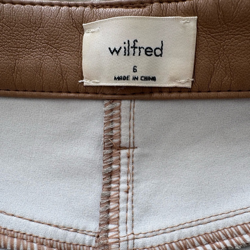 Wilfred Faux Leather Straight-Leg Pants in Caramel Brown Size 6 - Picture 3 of 7